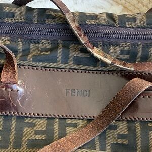 MINOR REHAB - Fendi Zucca Black and Brown Duffel Bag. Vintage